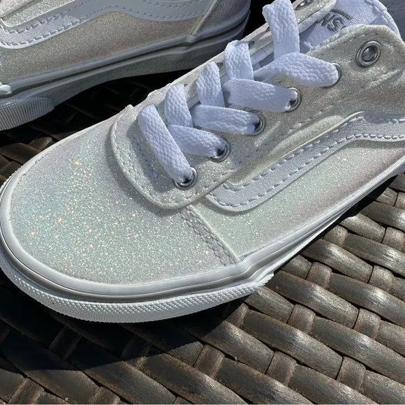 New Vans Ward Spring Glitter Sneakers, Size 12, White, Low Tops, Girl