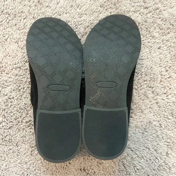 New Vionic Jayla Tortoise Suede Flats with Tortoise-shell Accent Shoes Sz 7.5