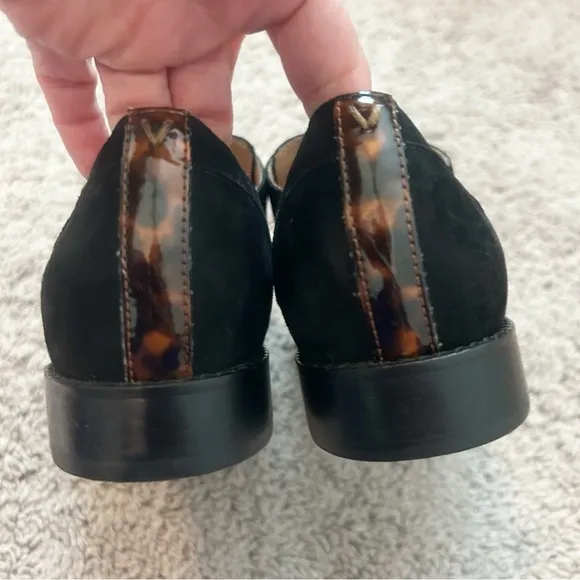 New Vionic Jayla Tortoise Suede Flats with Tortoise-shell Accent Shoes Sz 7.5