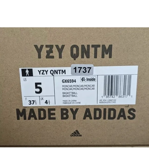 NEW W/Box - adidas Yeezy Quantum Mono Carbon Sports Shoes Youth 5