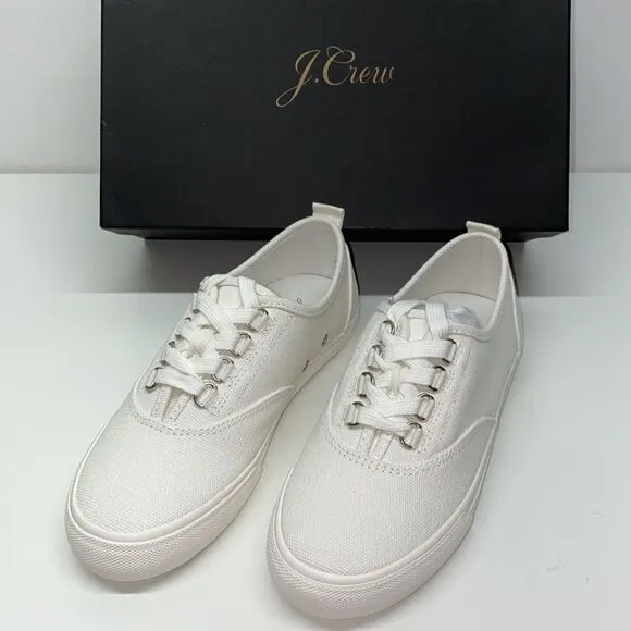 NEW J.Crew RECYCLED CANVAS SNEAKERS  SZ 6.5 ivory