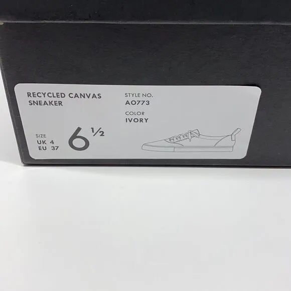 NEW J.Crew RECYCLED CANVAS SNEAKERS  SZ 6.5 ivory
