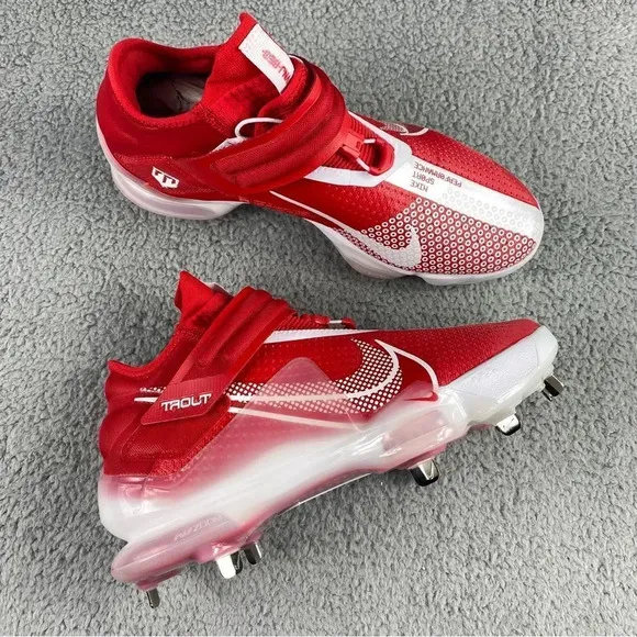 NEW NIKE FORCE Zoom Metal Trout 7 Mens 12 Baseball Cleats Red White Shoes Sports