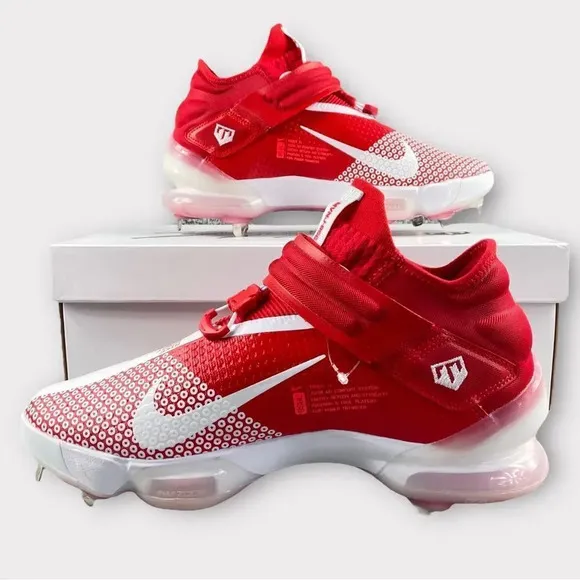 NEW NIKE FORCE Zoom Metal Trout 7 Mens 12 Baseball Cleats Red White Shoes Sports