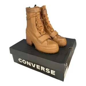 NIB Converse GR82 Boots Clove Camel Brown Leather Chunky Heel Lugged Sole 7.5