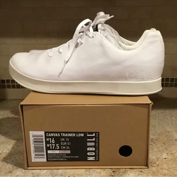 NIB NOBULL Men’s Canvas Trainer Low Sneakers White Ivory