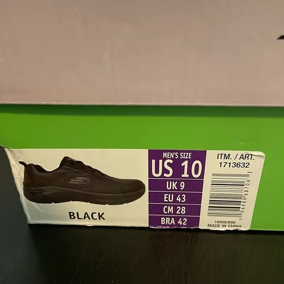 NIB SKETCHERS Men's Arch Fit Sneaker, Size 10, Black