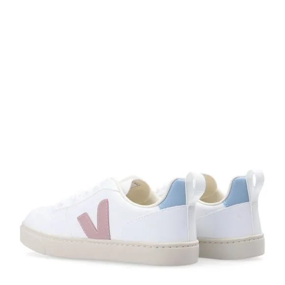 NIB Veja  Kid's Small V-10 Laces Sneakers White Babe Steel Size