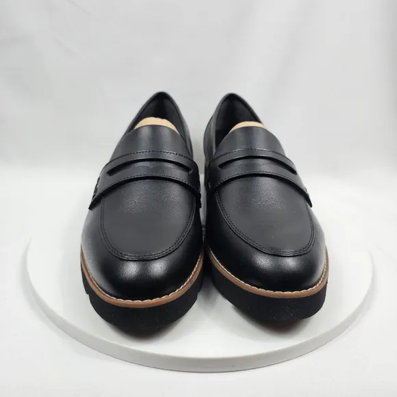 NIB Vionic Cheryl II Penny Loafer Shoes Lug Sole Slip-On Comfy Leather Black 10