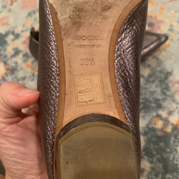 Nicholas Kirkwood BEYA Pointed Toe Leather Flats in Pewter Metallic Bronze 9