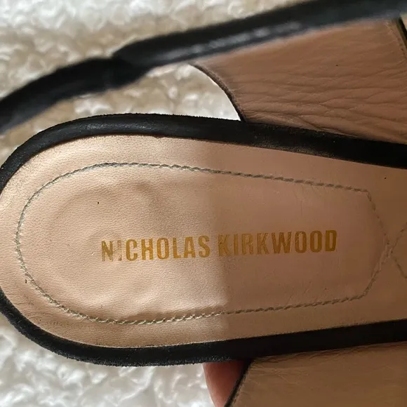 Nicholas Kirkwood Black Suede Leda Pointy Toe Heels Size 7.5