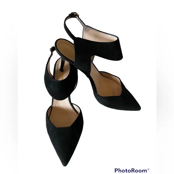 Nicholas Kirkwood Black Suede Leda Pointy Toe Heels Size 7.5