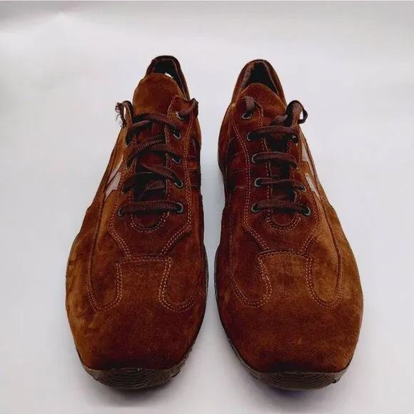 Nicola Benson Brown Leather Italian Made Casual Sneakers Mens Size 12 Shoes‎