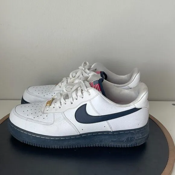 Nike Air Force 1 Low USA White Olympic Red Metallic Gold Size 10 CK5718-100
