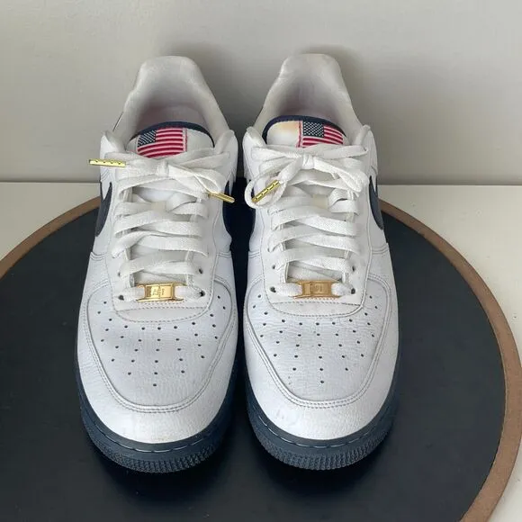 Nike Air Force 1 Low USA White Olympic Red Metallic Gold Size 10 CK5718-100
