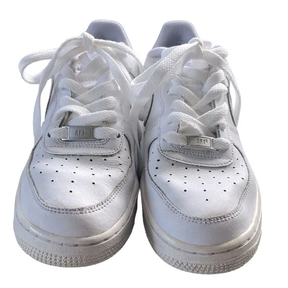 Nike Air Force 1 White Leather Sneakers, Size 6 Youth