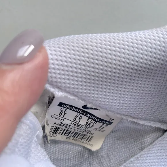Nike Air Force 1 White Leather Sneakers, Size 6 Youth