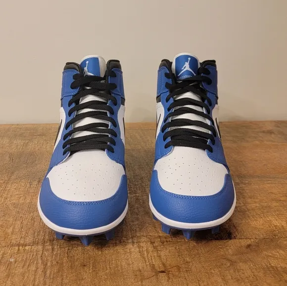 Nike Air Jordan 1 Football Cleats Mid TD Royal Blue White FJ6805-104 Men's Sz 12