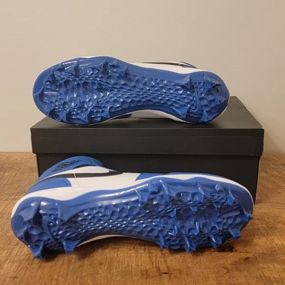 Nike Air Jordan 1 Football Cleats Mid TD Royal Blue White FJ6805-104 Men's Sz 12