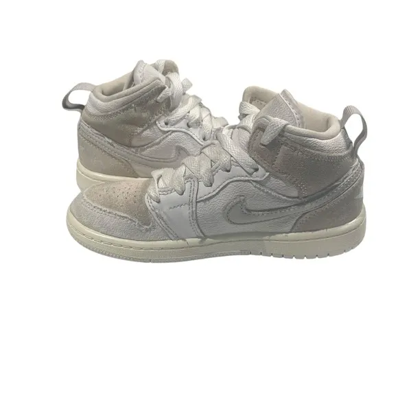 Nike Air Jordan 1 Mid Craft Boys Size 12C White Athletic Shoe Sneaker FB9141-120