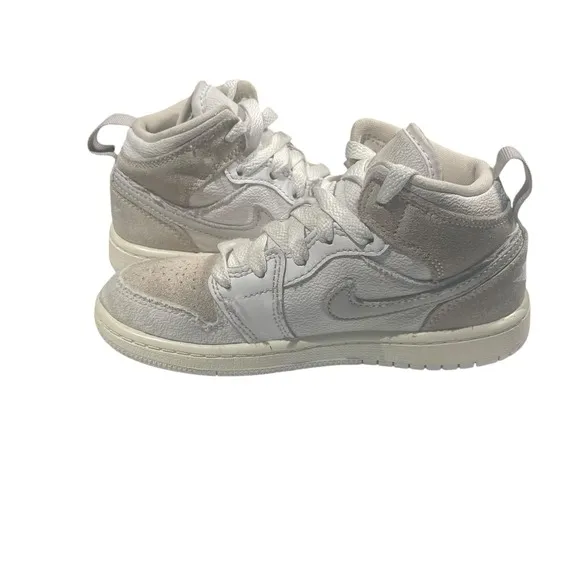 Nike Air Jordan 1 Mid Craft Boys Size 12C White Athletic Shoe Sneaker FB9141-120