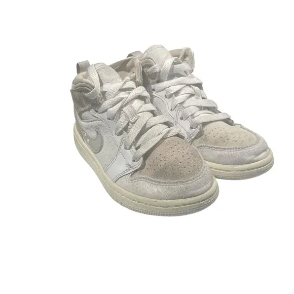 Nike Air Jordan 1 Mid Craft Boys Size 12C White Athletic Shoe Sneaker FB9141-120