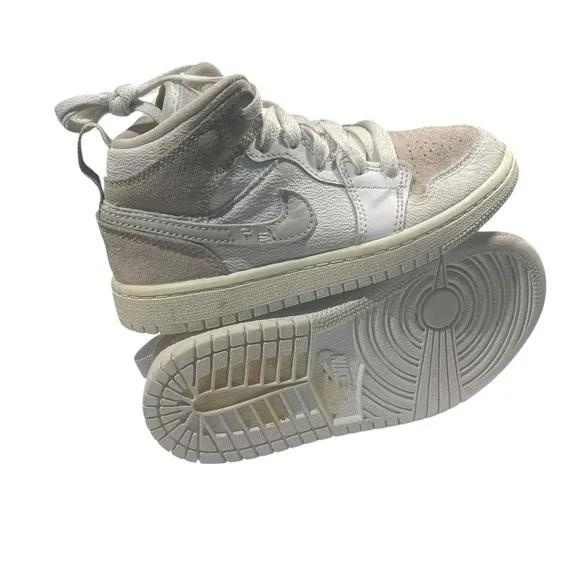 Nike Air Jordan 1 Mid Craft Boys Size 12C White Athletic Shoe Sneaker FB9141-120
