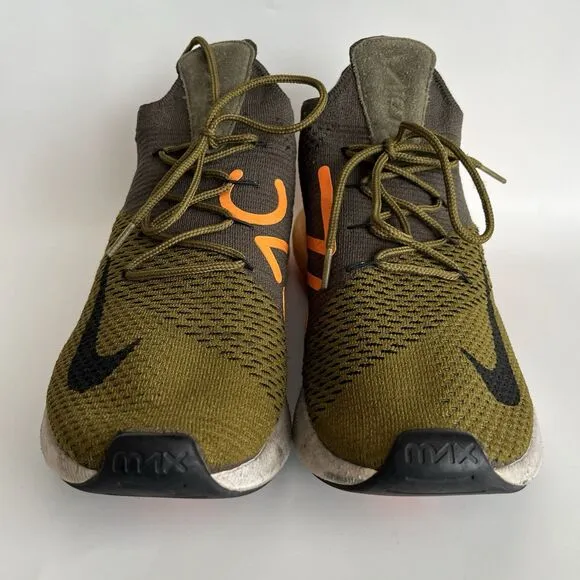 Nike Air Max 270 Flyknit Sneakers Shoes Olive Flak Size 12 Gym Sports Workout