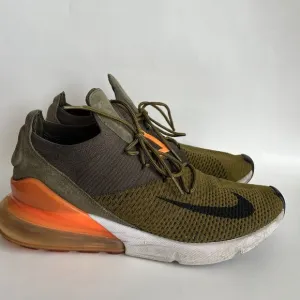 Nike Air Max 270 Flyknit Sneakers Shoes Olive Flak Size 12 Gym Sports Workout