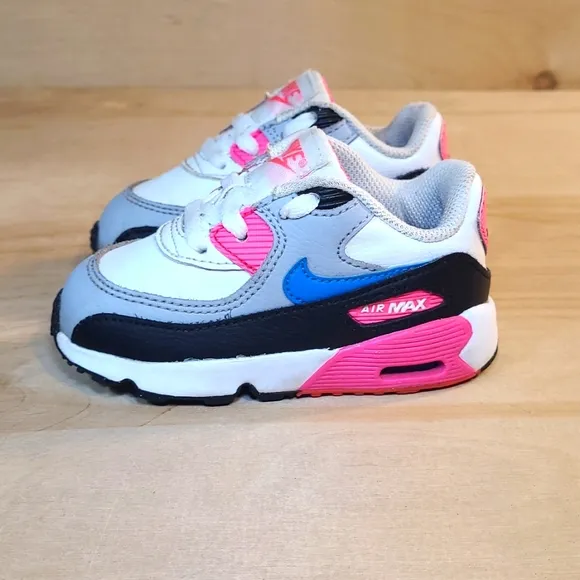Nike Air Max 90 Multicolored Pink Black Leather Kids Sneakers