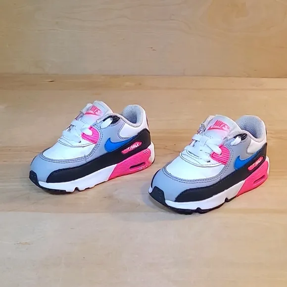 Nike Air Max 90 Multicolored Pink Black Leather Kids Sneakers