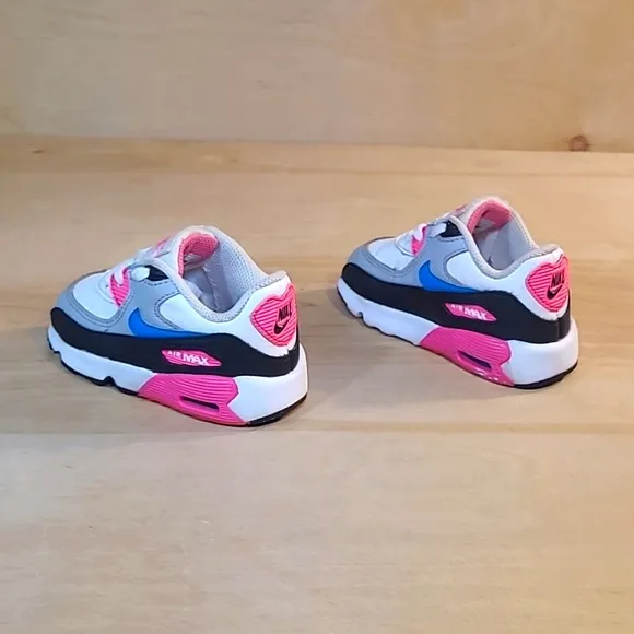 Nike Air Max 90 Multicolored Pink Black Leather Kids Sneakers