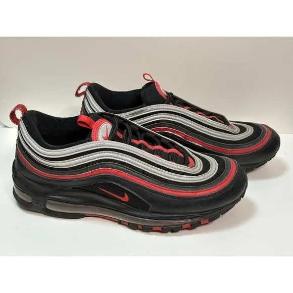 Nike Air Max 97 Black Red Silver Men 8.5 Sneakers Shoes 921826-014