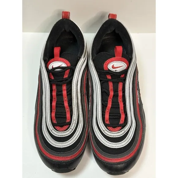 Nike Air Max 97 Black Red Silver Men 8.5 Sneakers Shoes 921826-014