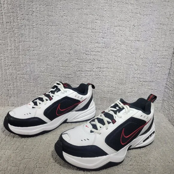 Nike Air Monarch IV 415445-101 Mens Size US9.5 White Black Leather Workout Shoes