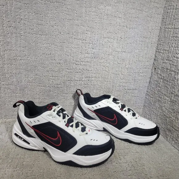 Nike Air Monarch IV 415445-101 Mens Size US9.5 White Black Leather Workout Shoes