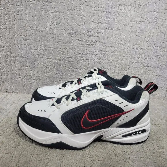 Nike Air Monarch IV 415445-101 Mens Size US9.5 White Black Leather Workout Shoes