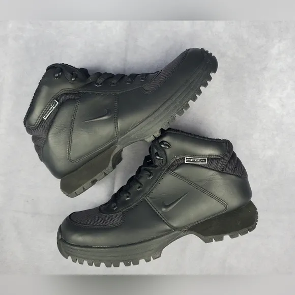 Nike All Condition Gear ACG Black Leather Hiking Boots Sz 7Y