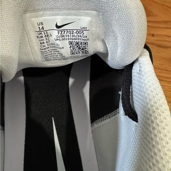 Nike Alpha Black and White Athletic Shoes