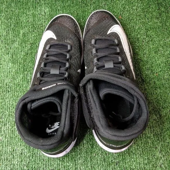 Nike Alpha Huarache Elite 4 Mid Black White‎  Baseball Cleats Size 9.5