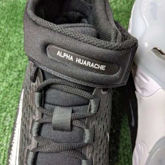 Nike Alpha Huarache Elite 4 Mid Black White‎  Baseball Cleats Size 9.5