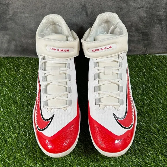 Nike Alpha Huarache Elite 4 Mid Metal Baseball Cleats Red White Mens 13
