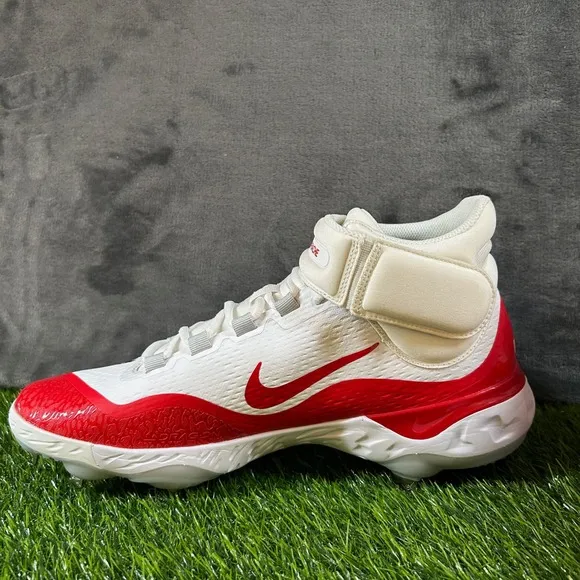 Nike Alpha Huarache Elite 4 Mid Metal Baseball Cleats Red White Mens 13