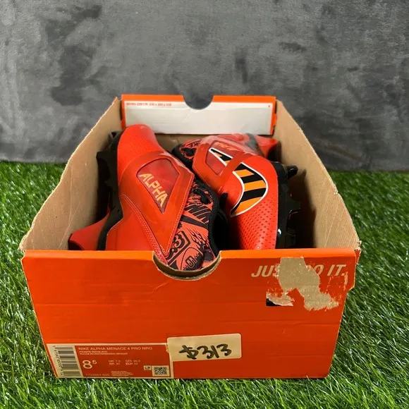 Nike Alpha Menace 4 Pro NRG Football Cleats Molded Power Red Orange Mens 8.5