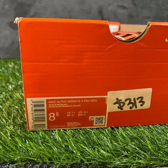 Nike Alpha Menace 4 Pro NRG Football Cleats Molded Power Red Orange Mens 8.5