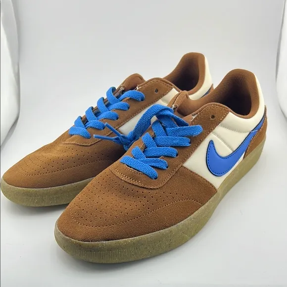 Nike Brown and Blue Suede Sneakers with Gum Sole NWOT
