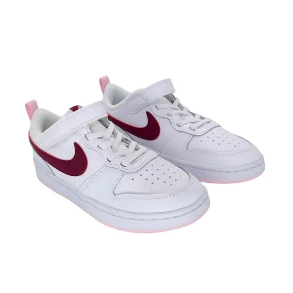 ❤️❤️Nike Court Borough Low 2 PSV Sz 2.5 Youth Comfy Shoes White Pink BQ5451-120