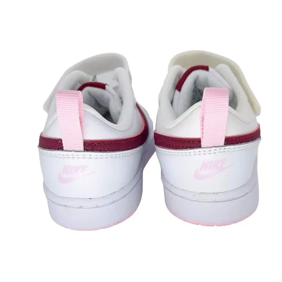 ❤️❤️Nike Court Borough Low 2 PSV Sz 2.5 Youth Comfy Shoes White Pink BQ5451-120