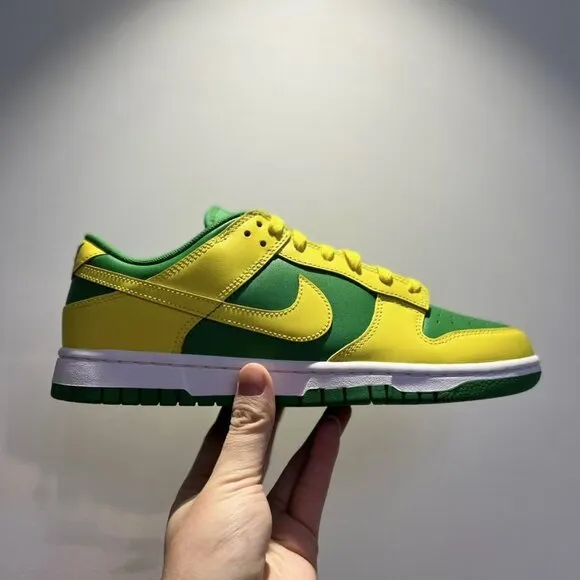 Nike dunk low-top green and yellow Brazilian women's sneakers