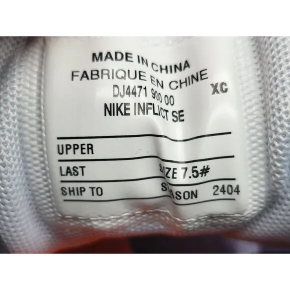 Nike Inflict SE Orange Grey Black DJ4471-900 Wrestling Shoe Men’s Size 7.5